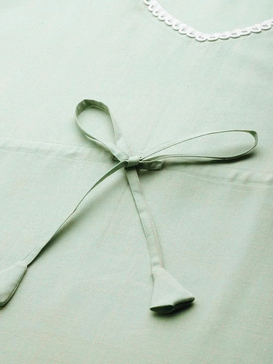 Green Solid Rayon Nightdress - Libas 