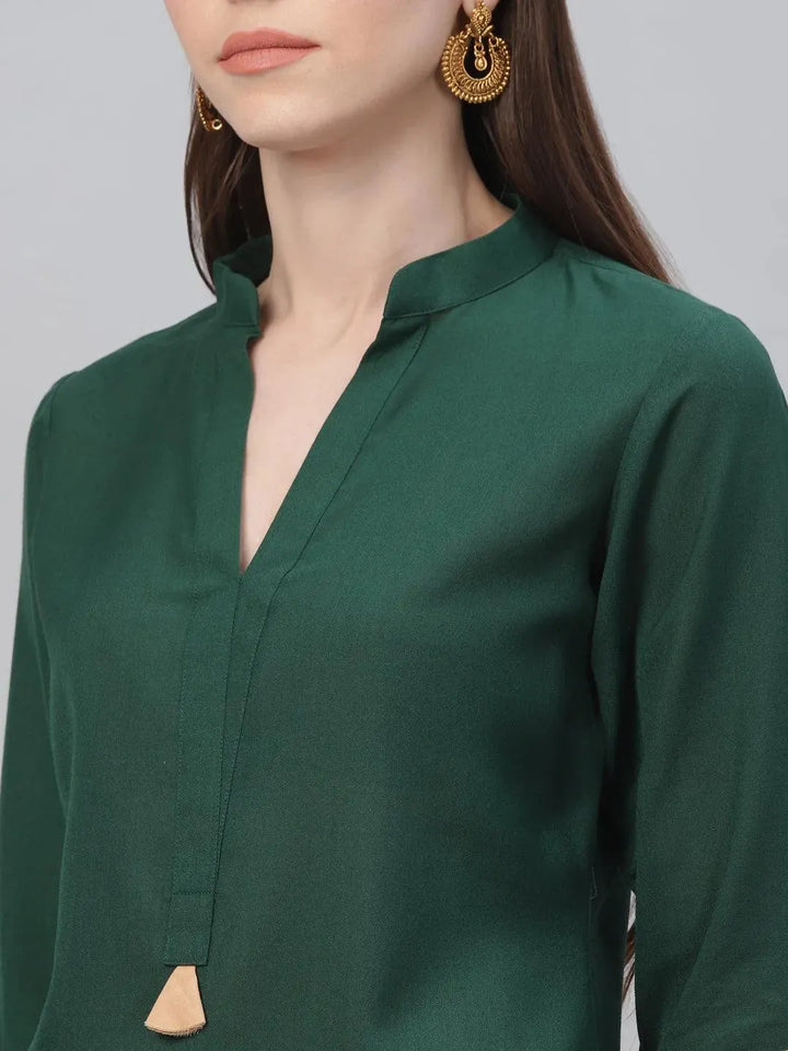 Green Solid Rayon Kurta Set - Libas