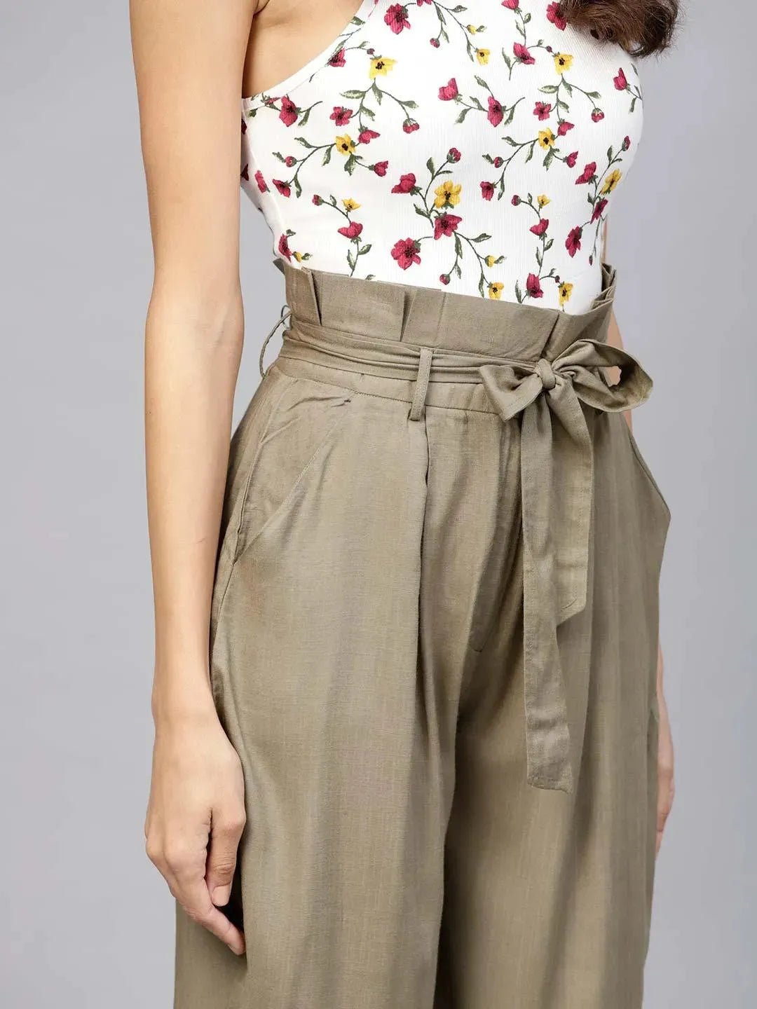 Green Solid Rayon Trousers - Libas 