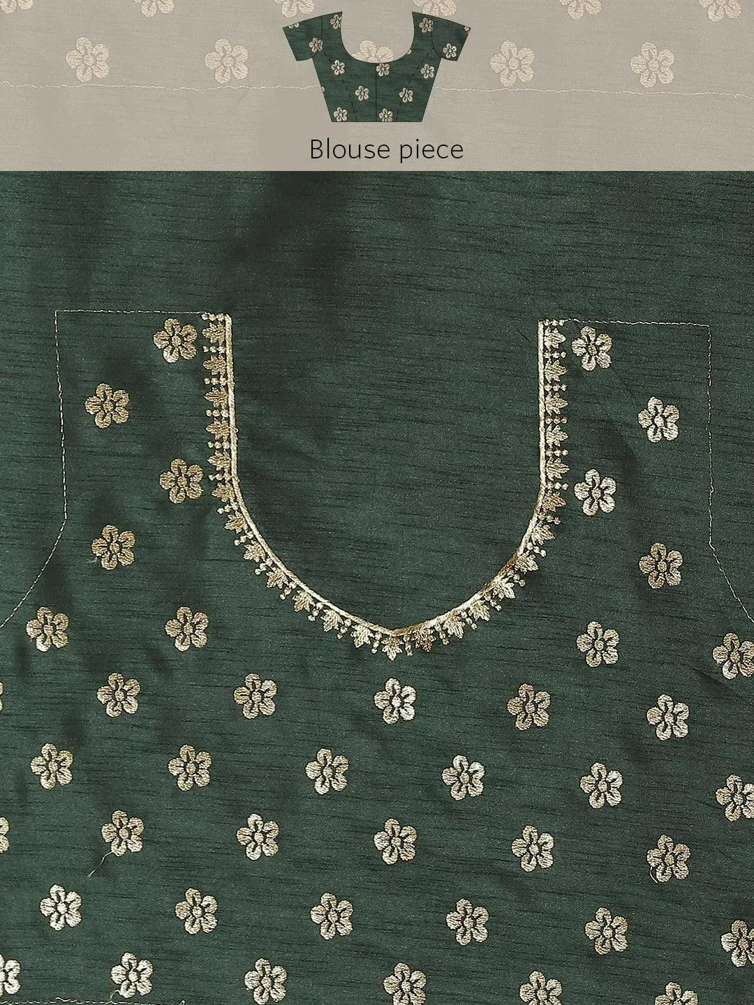 Green Solid Silk Blend Saree - Libas 