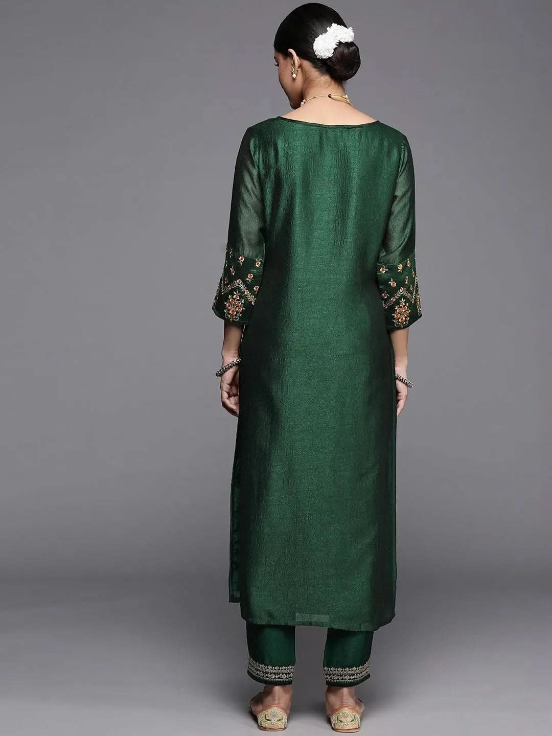 

Green Solid Silk Kurta