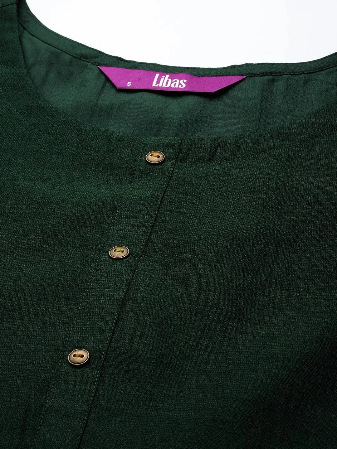 Green Solid Silk Kurta - Libas 