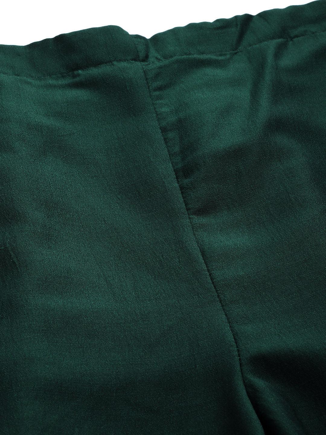 Green Solid Silk Palazzos