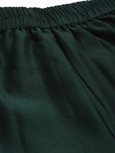 Green Solid Silk Palazzos - Libas