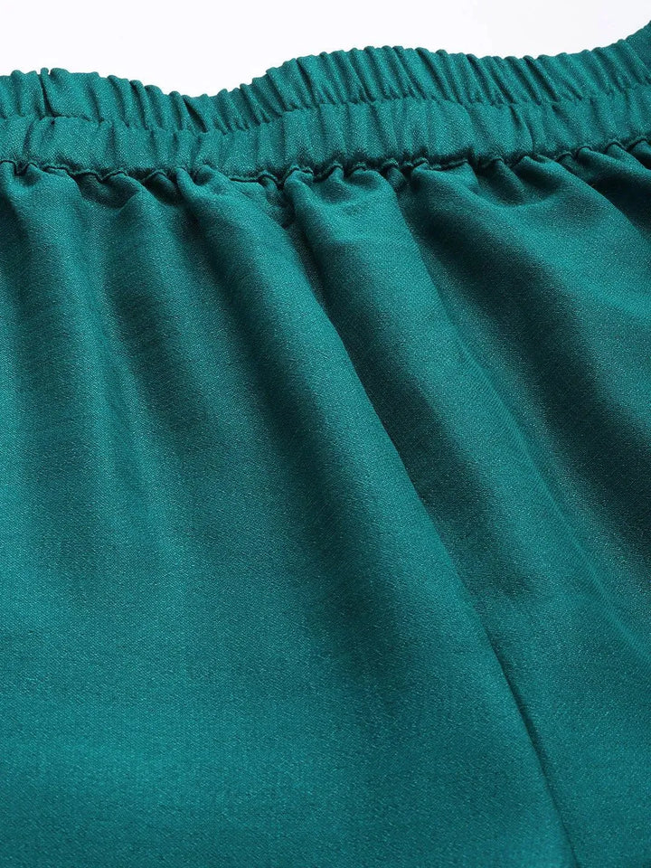 Green Solid Silk Palazzos - Libas