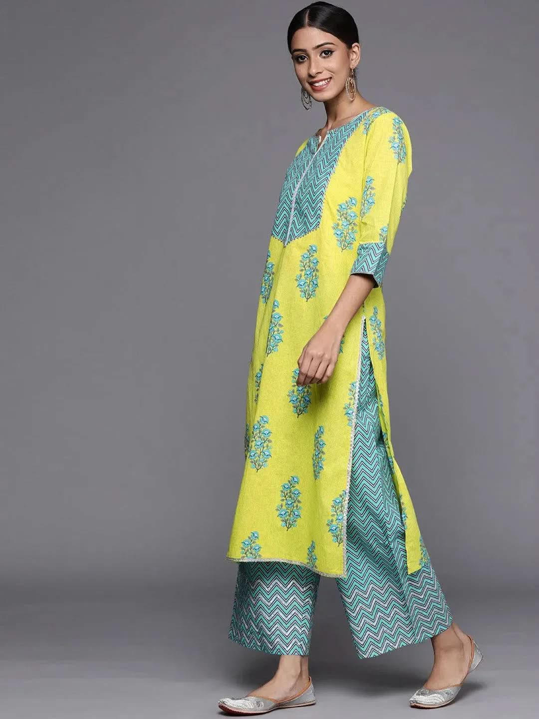 

Buy Green Striped Cotton Kurta - 22229- | Libas Ethnic Wear Online