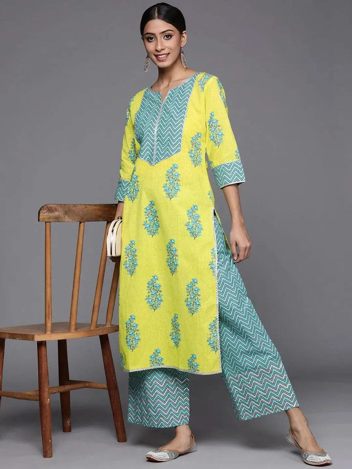 Green Striped Cotton Kurta - Libas