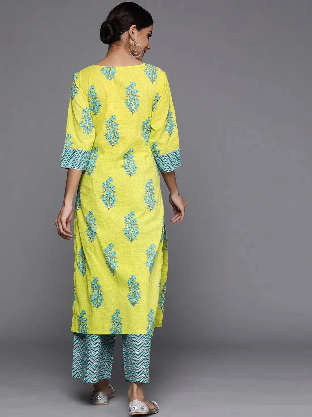 Green Striped Cotton Kurta - Libas 