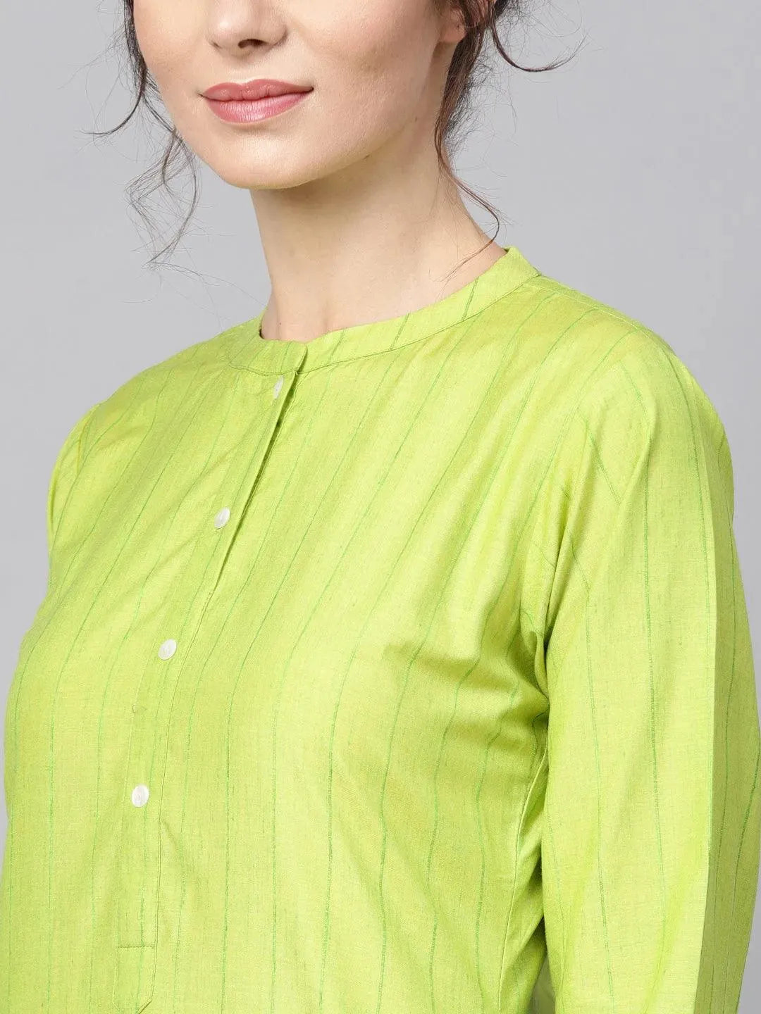 

Buy Green Striped Cotton Kurta - 8050MJ-XS | Libas Ethnic Wear Online