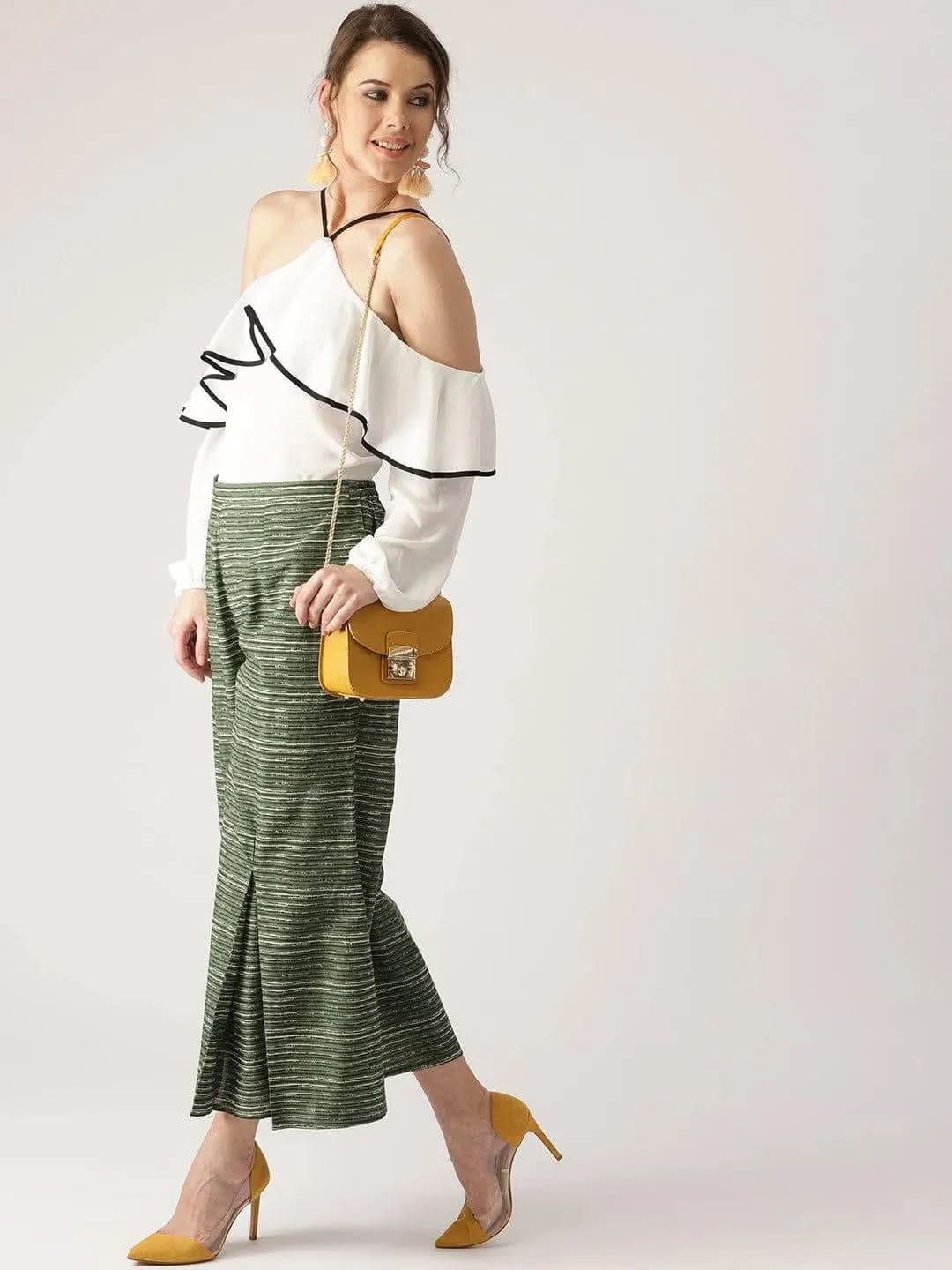 

Buy Green Striped Cotton Palazzos - PL330-XL | Libas Ethnic Wear Online
