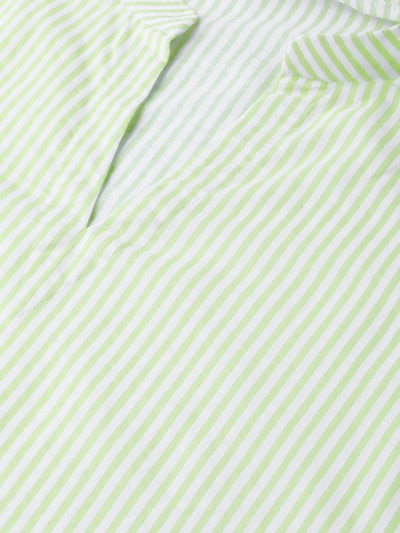 Green Striped Cotton Suit Set - Libas