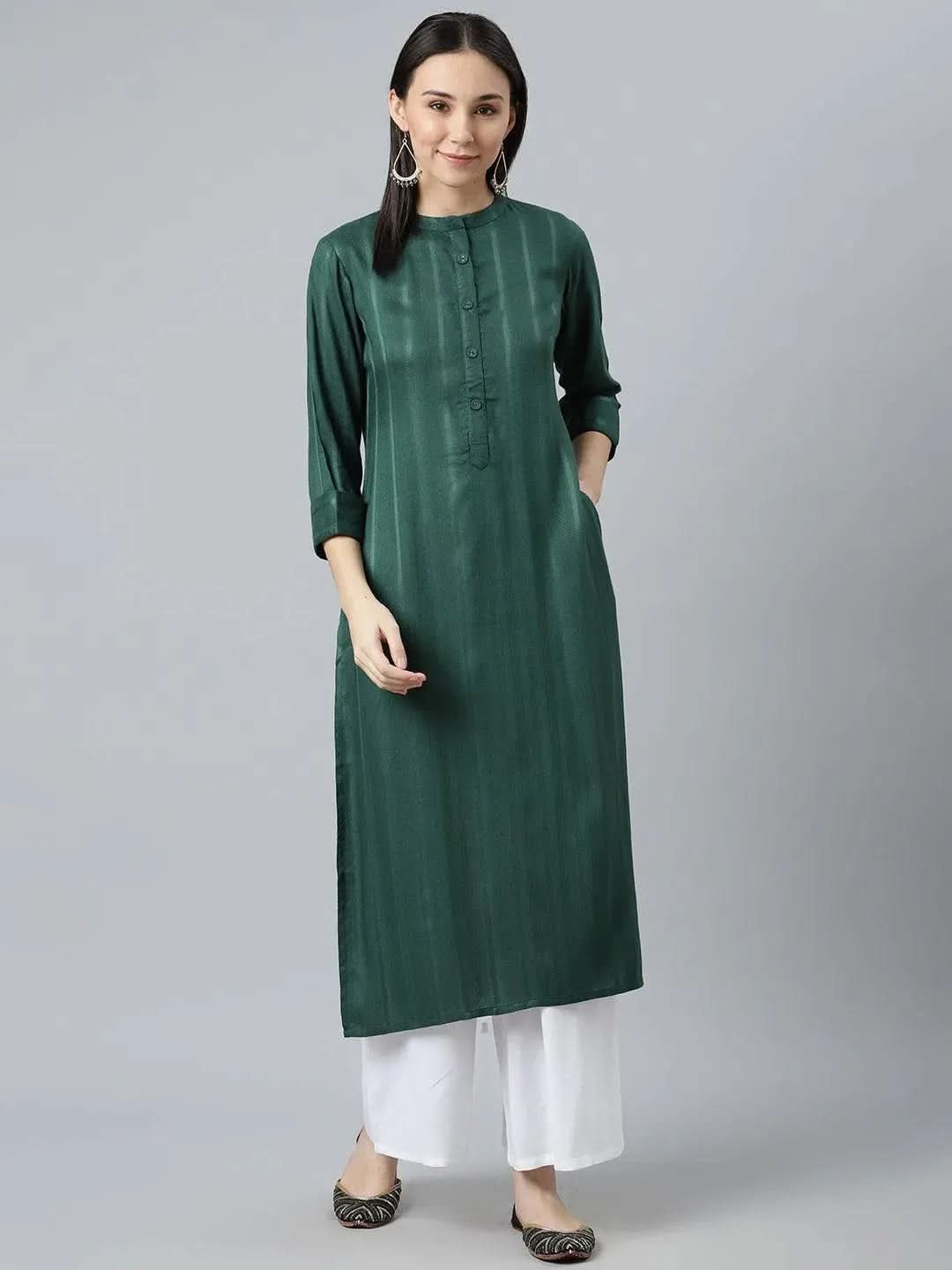 

Buy Green Striped Rayon Kurta - 22039O-XXL | Libas Ethnic Wear Online