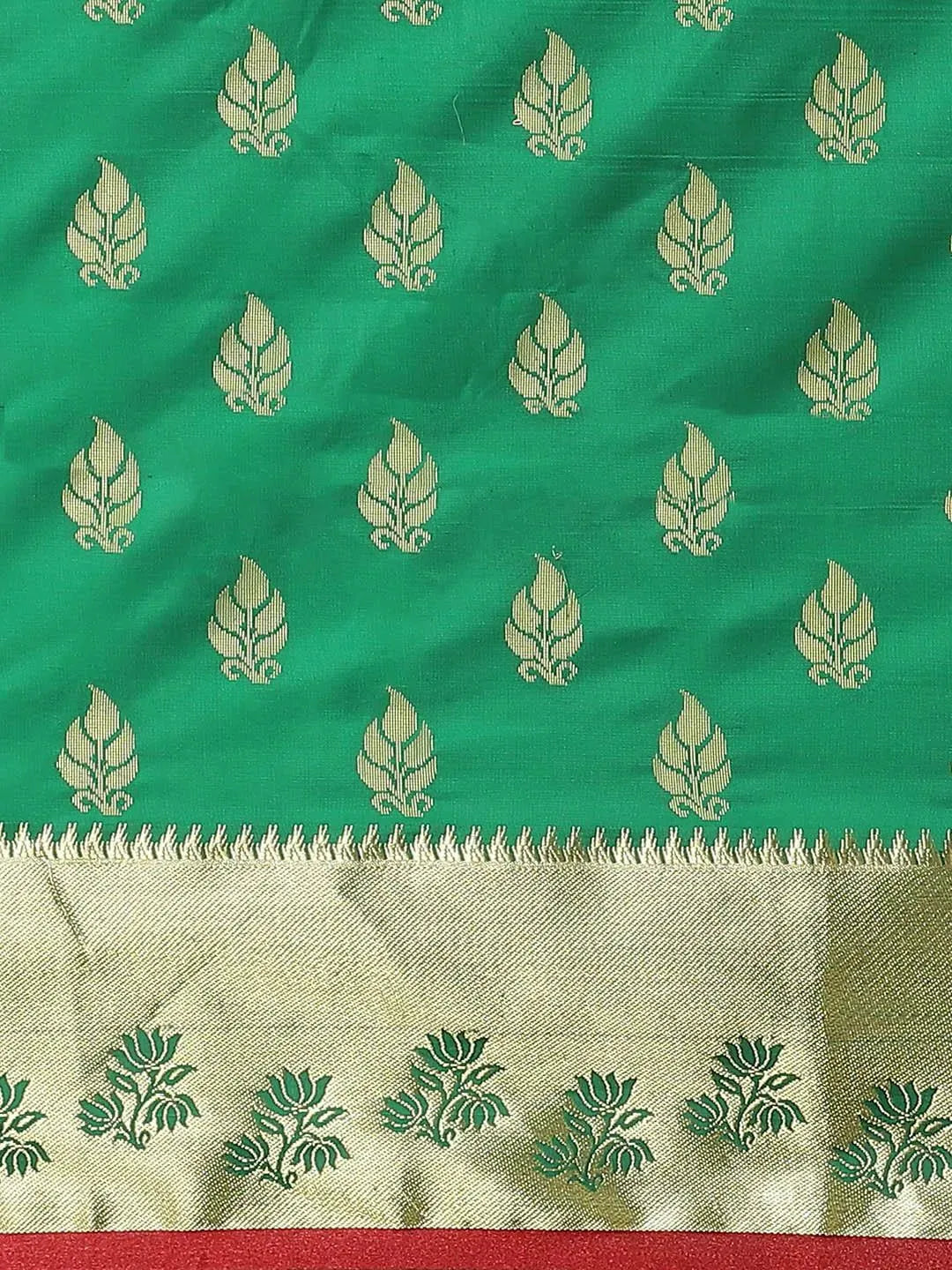 Green Woven Design Brocade Saree - Libas