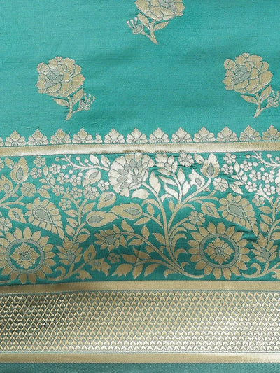 Green Woven Design Brocade Saree - Libas