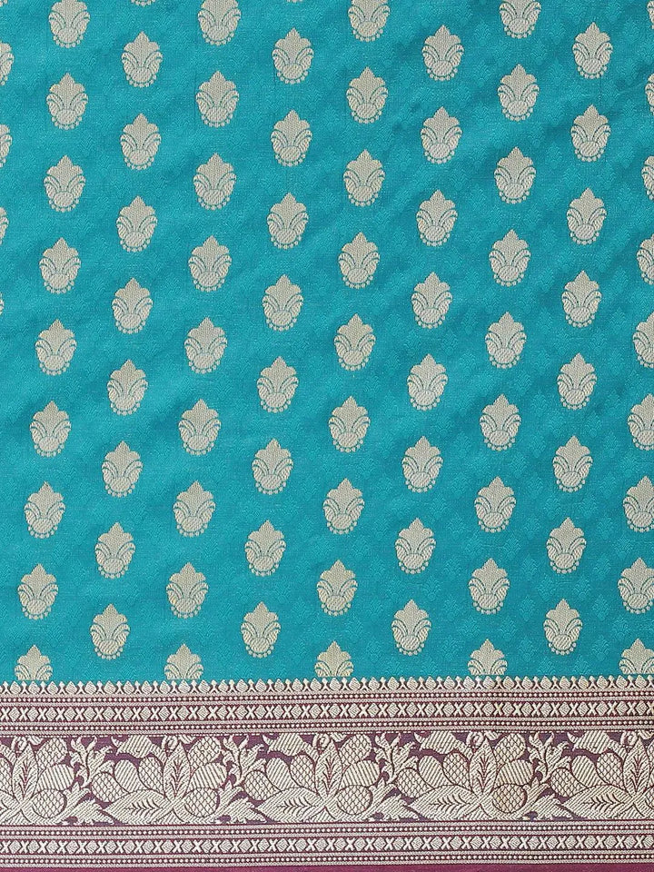 Green Woven Design Brocade Saree - Libas