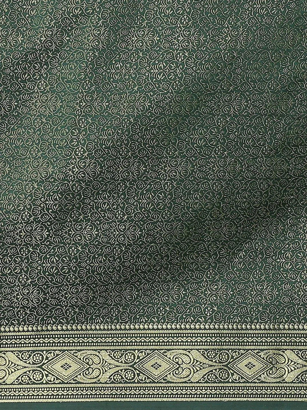 Green Woven Design Brocade Saree - Libas 