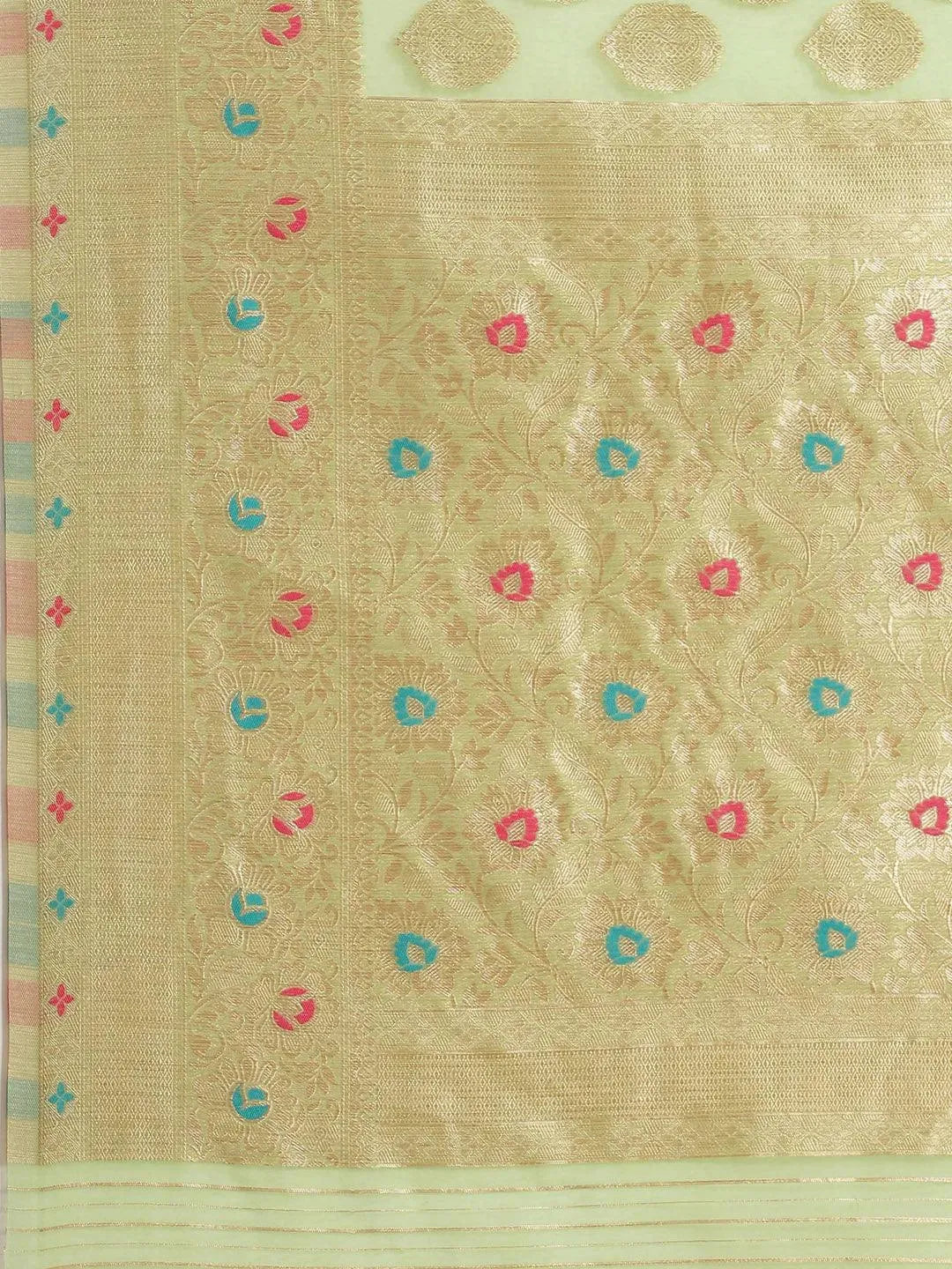 Green Woven Design Brocade Saree - Libas 
