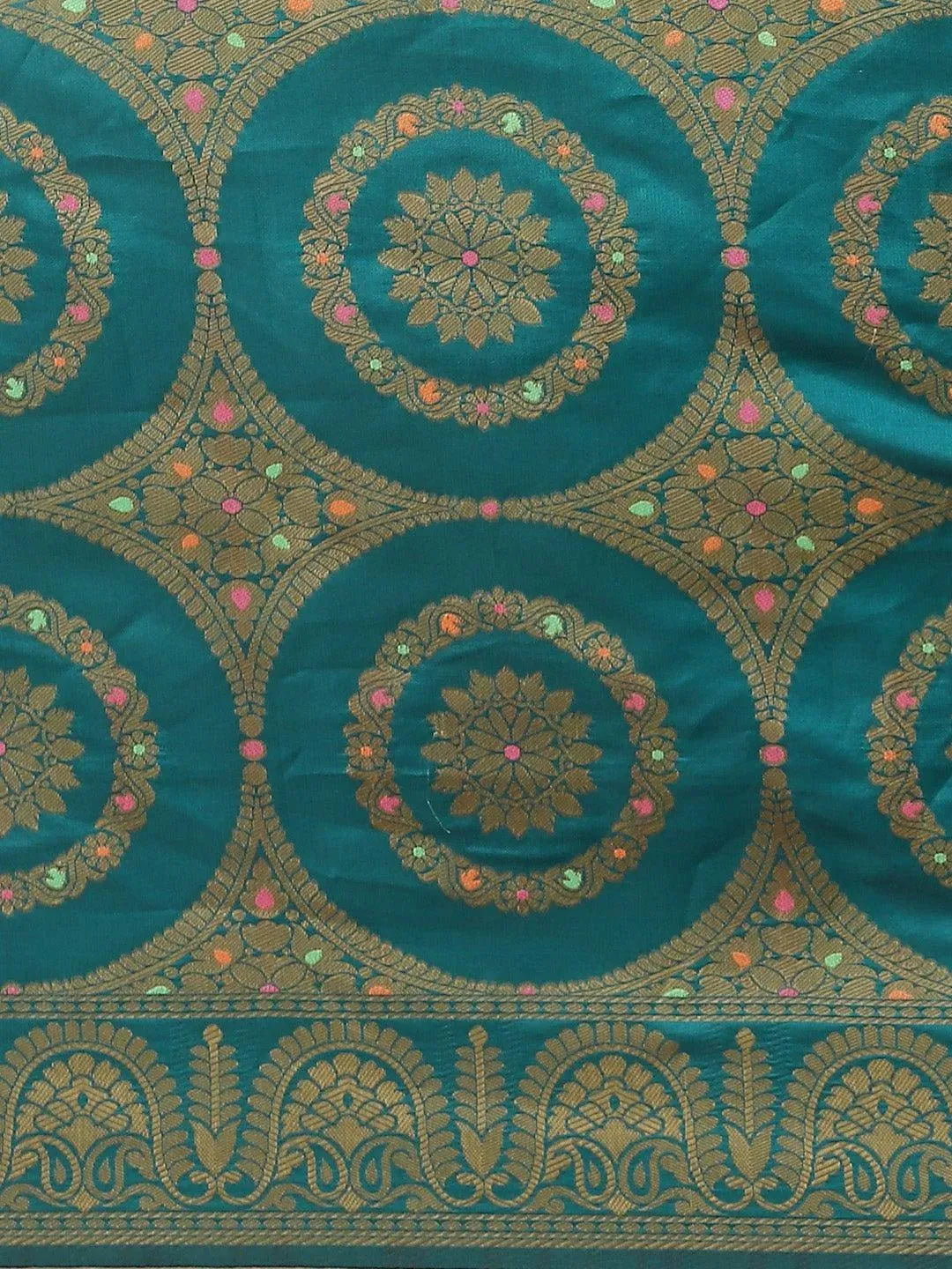 Green Woven Design Brocade Saree - Libas 