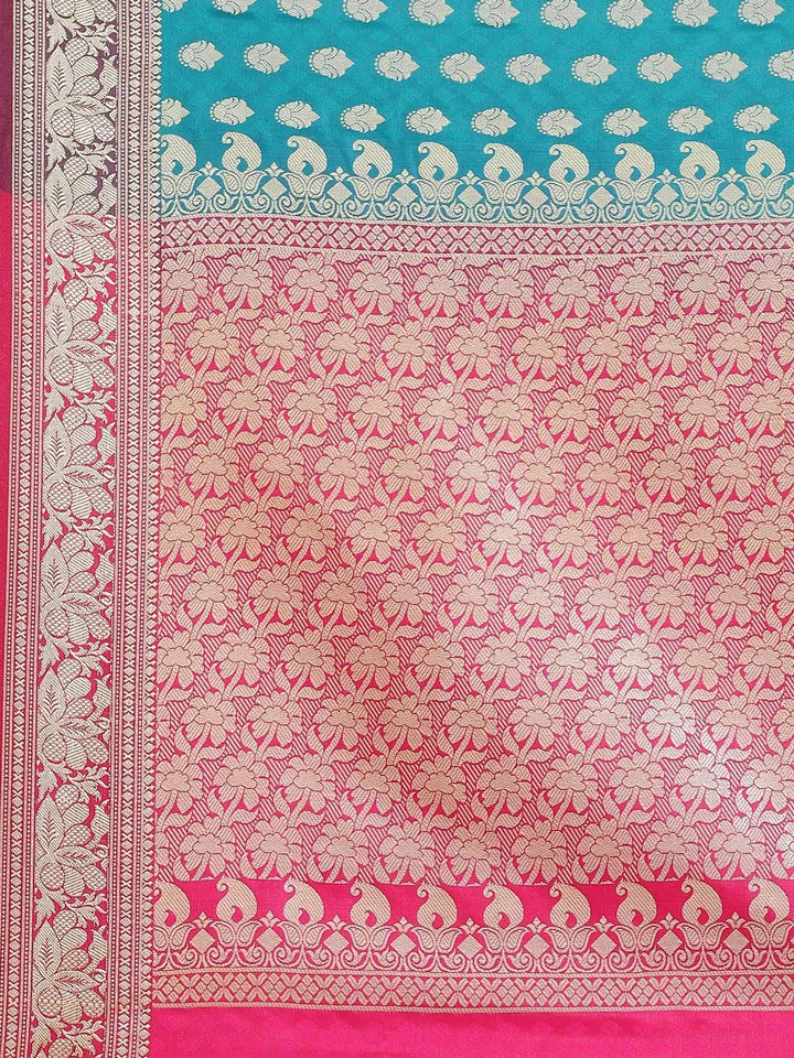 Green Woven Design Brocade Saree - Libas
