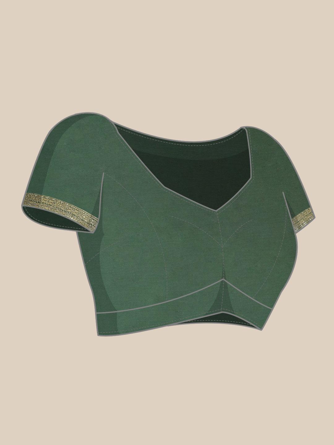 Green Woven Design Brocade Saree - Libas
