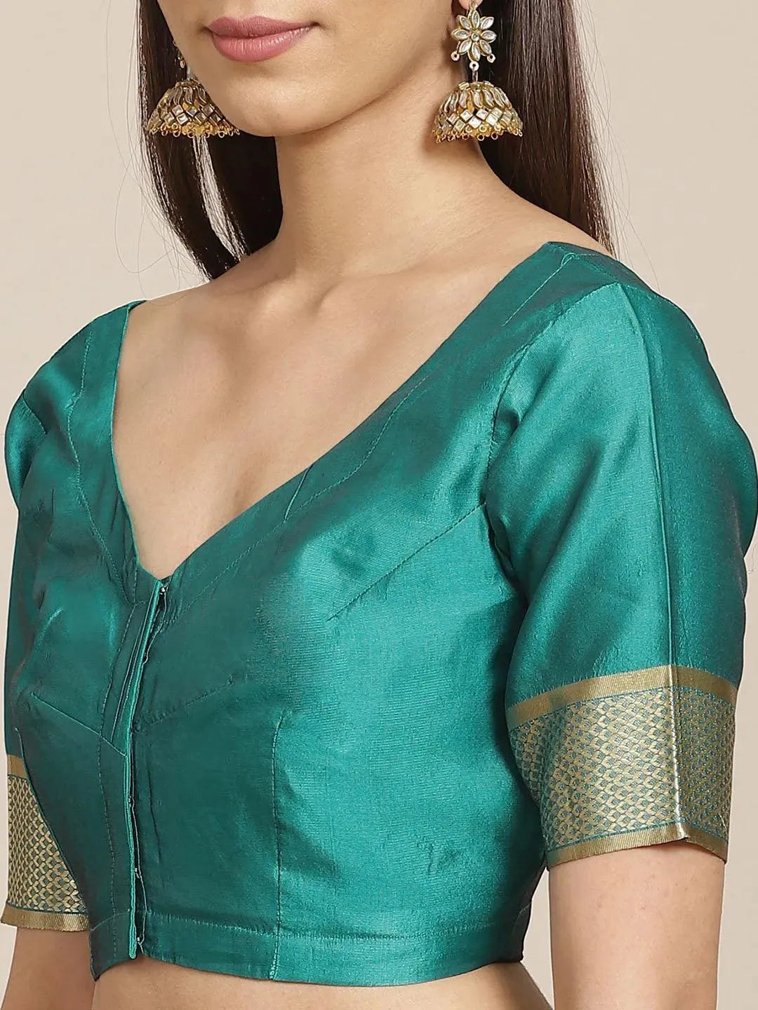 Green Woven Design Brocade Saree - Libas 