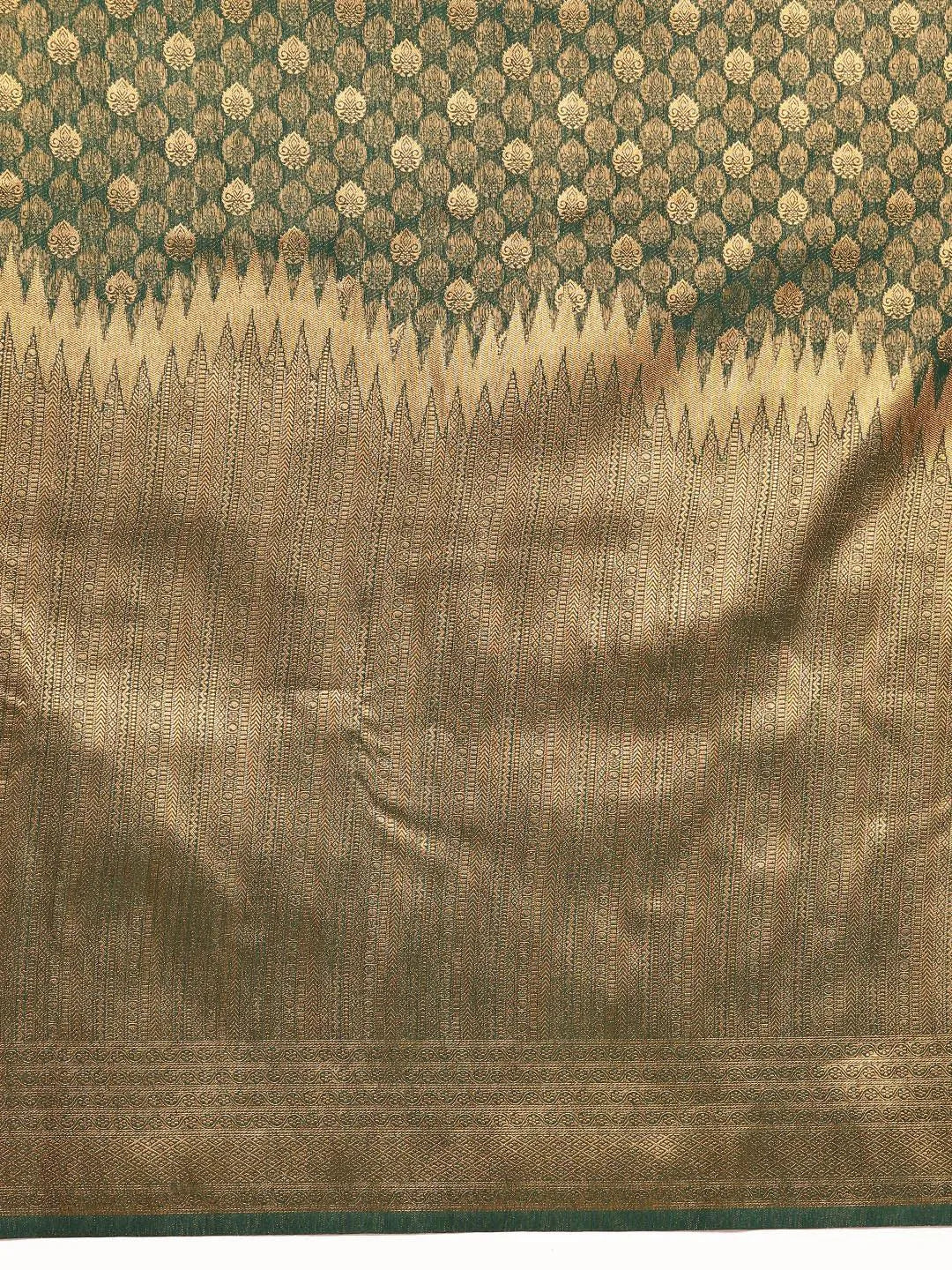Green Woven Design Brocade Saree - Libas 