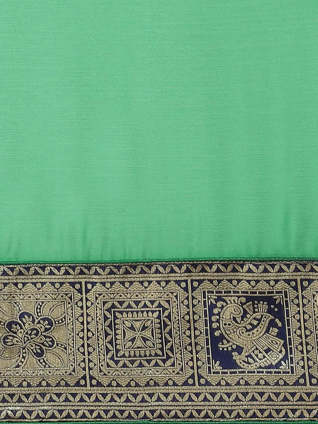 Green Woven Design Chiffon Saree - Libas