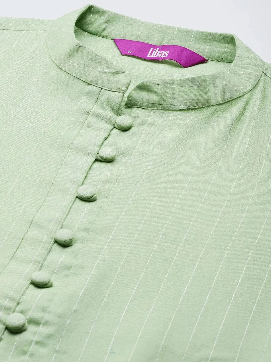 

Buy Green Woven Design Cotton Kurta - 23153O-XS | Libas Ethnic Wear Online