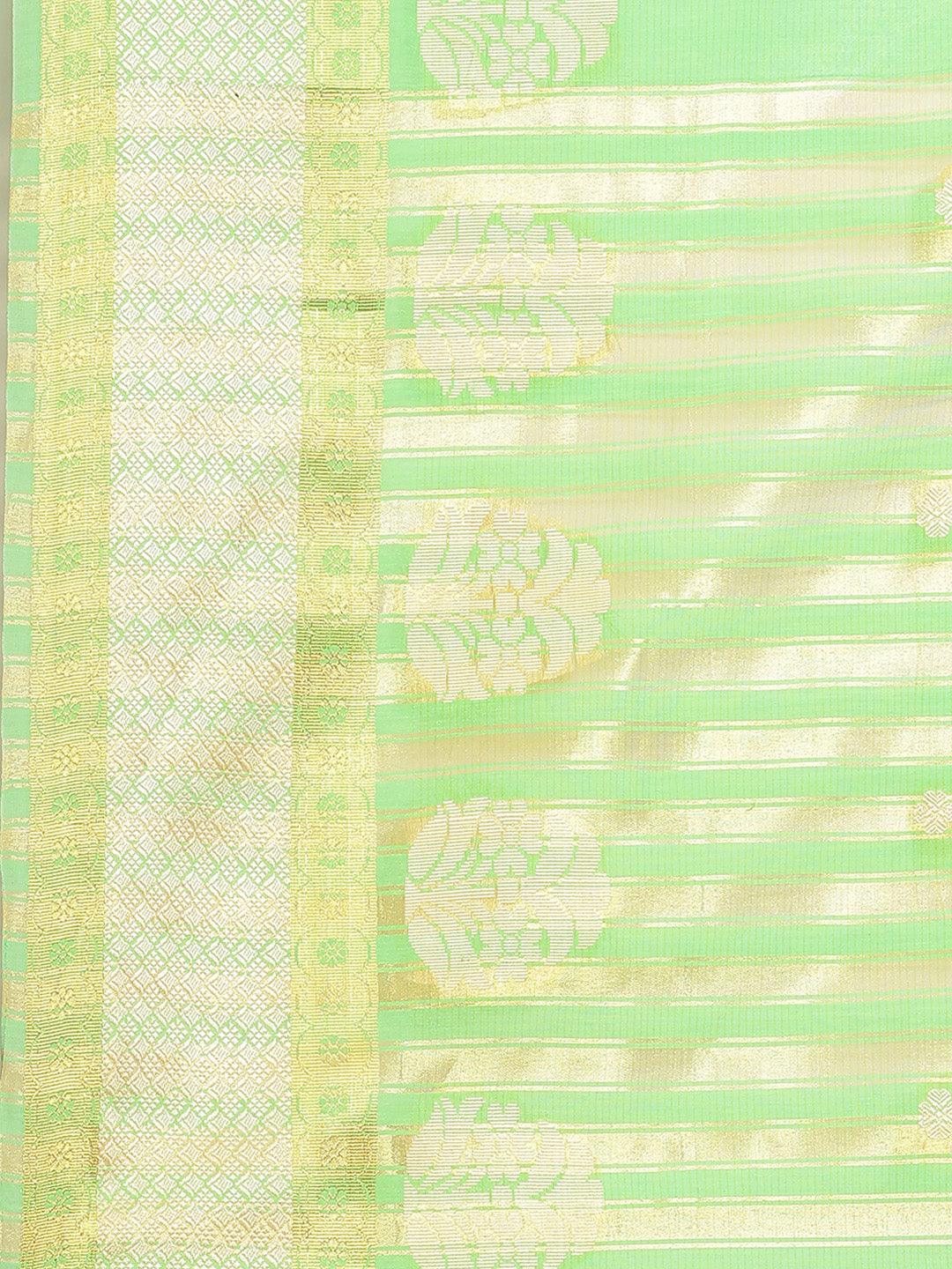 Green Woven Design Cotton Saree
