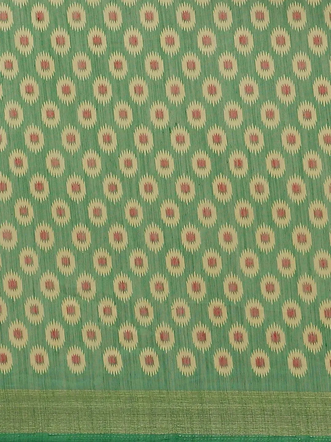 Green Woven Design Cotton Saree - Libas 
