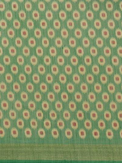 Green Woven Design Cotton Saree - Libas