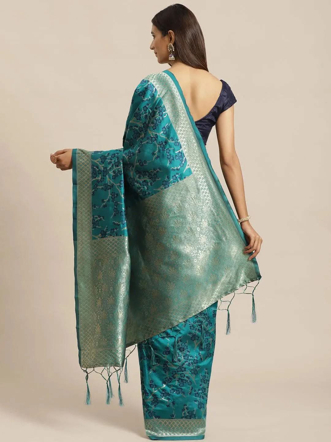 

Green Woven Design Silk Saree