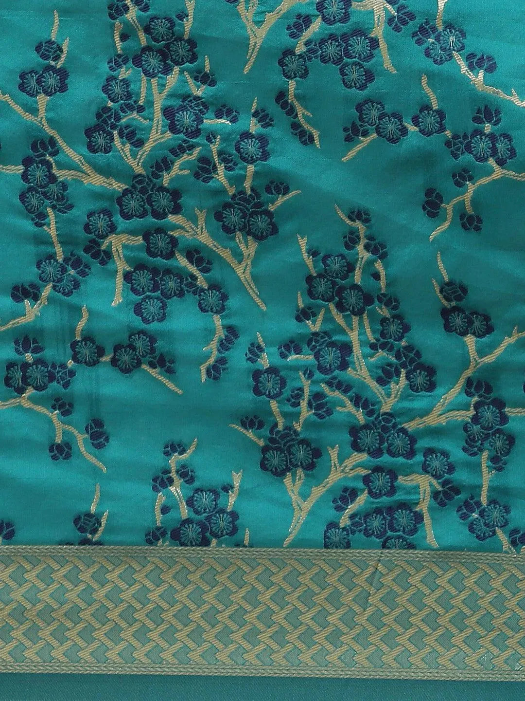 Green Woven Design Silk Saree - Libas 
