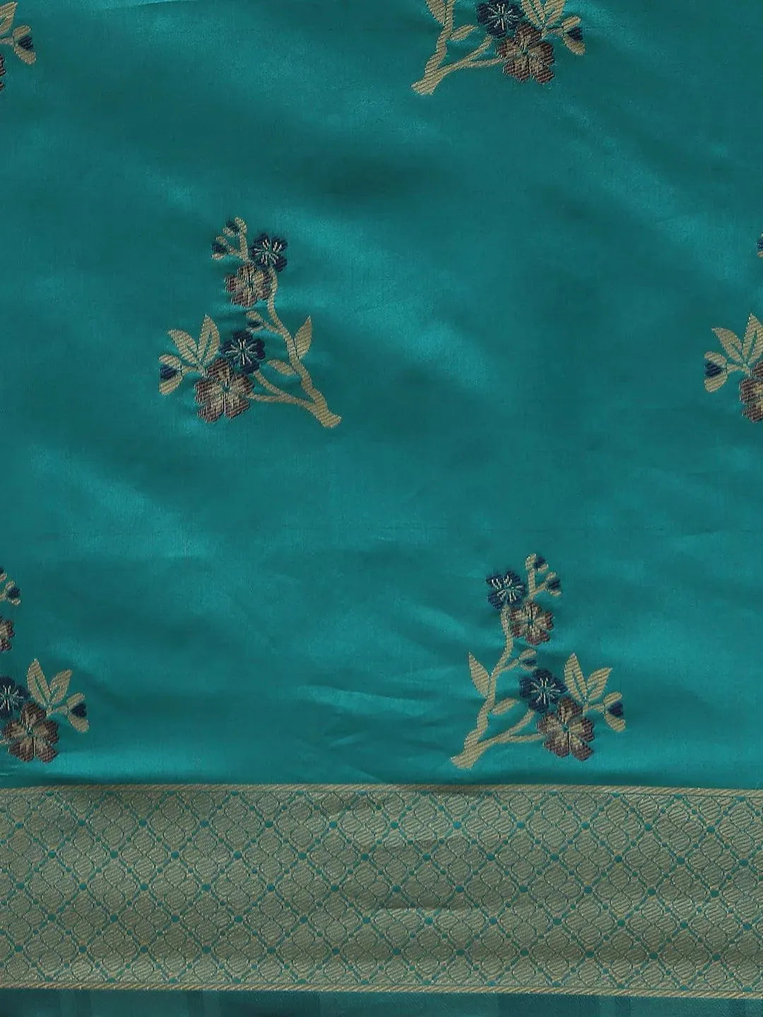 Green Woven Design Silk Saree - Libas 