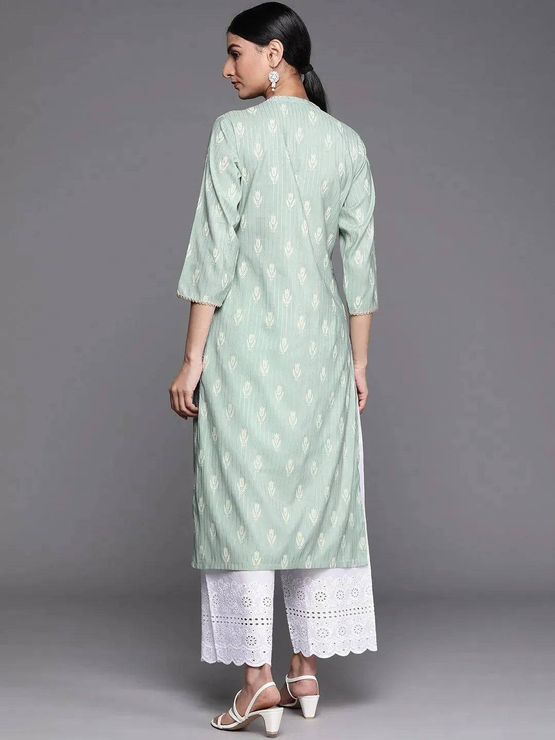 Green Yoke Design Chanderi Silk Kurta - Libas 