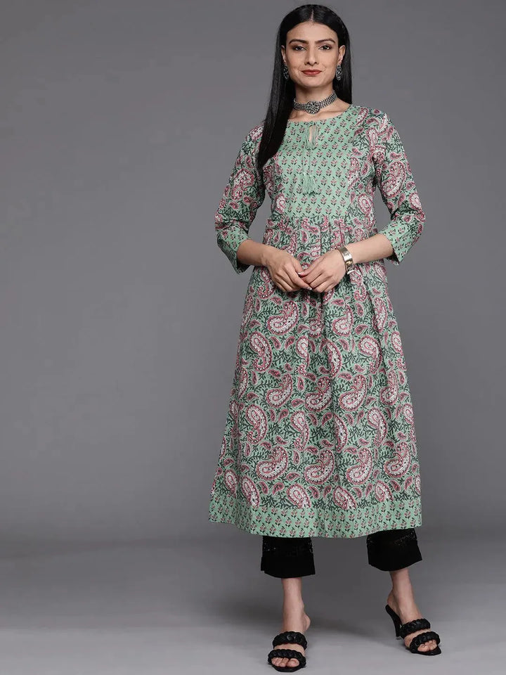 Green Yoke Design Cotton Kurta - Libas