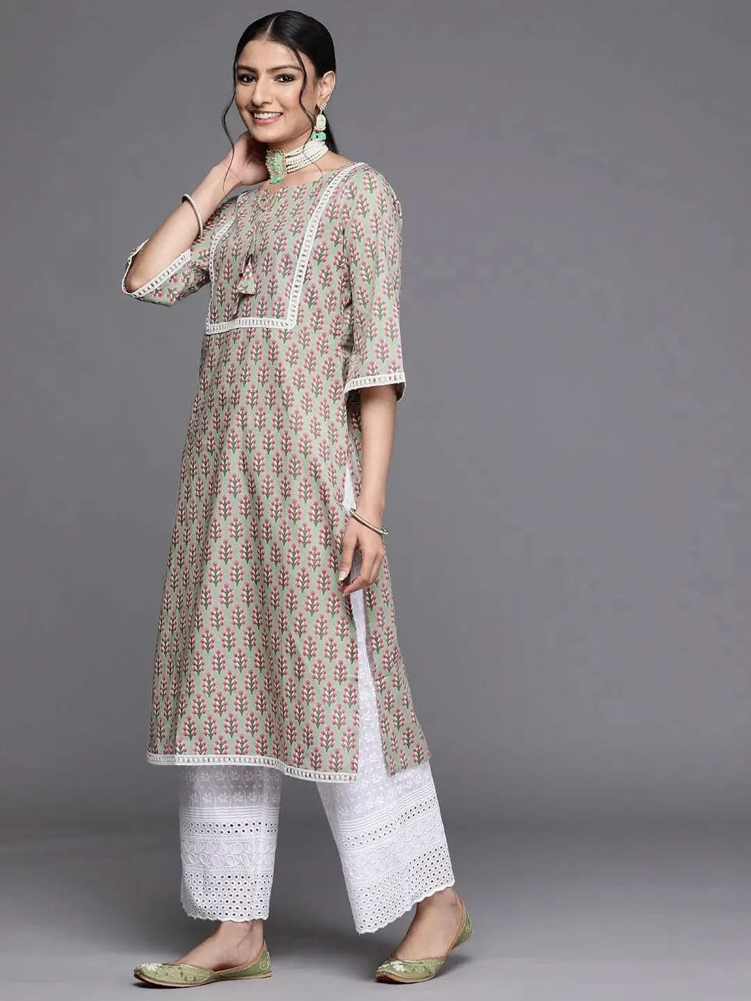 

Buy Green Yoke Design Cotton Kurta - 23273O- | Libas Ethnic Wear Online