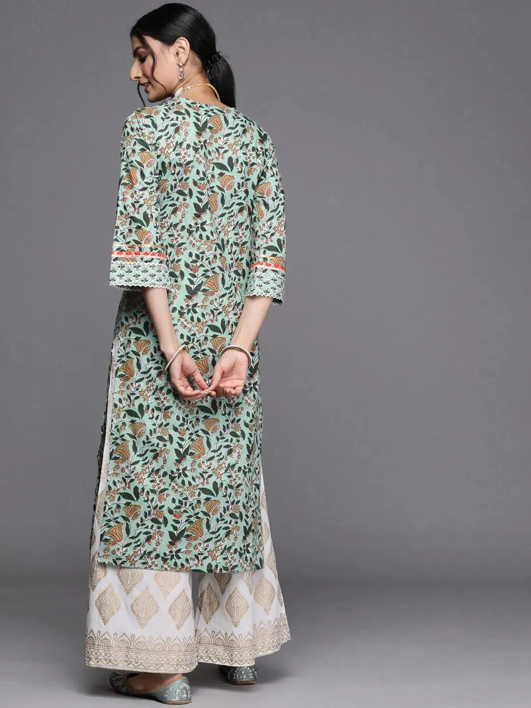 Green Yoke Design Cotton Kurta - Libas 