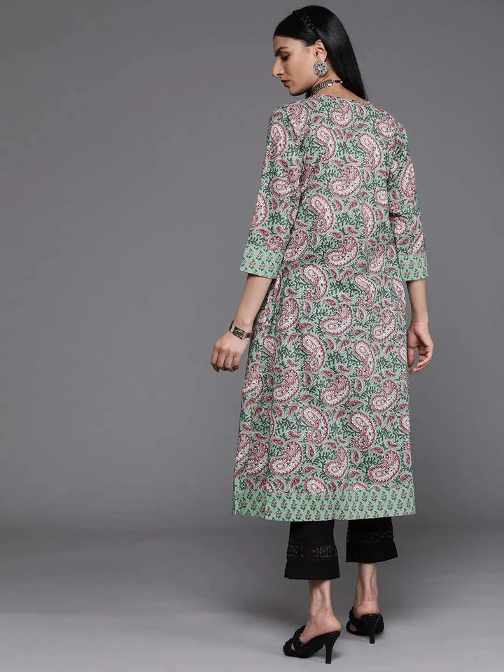 Green Yoke Design Cotton Kurta - Libas