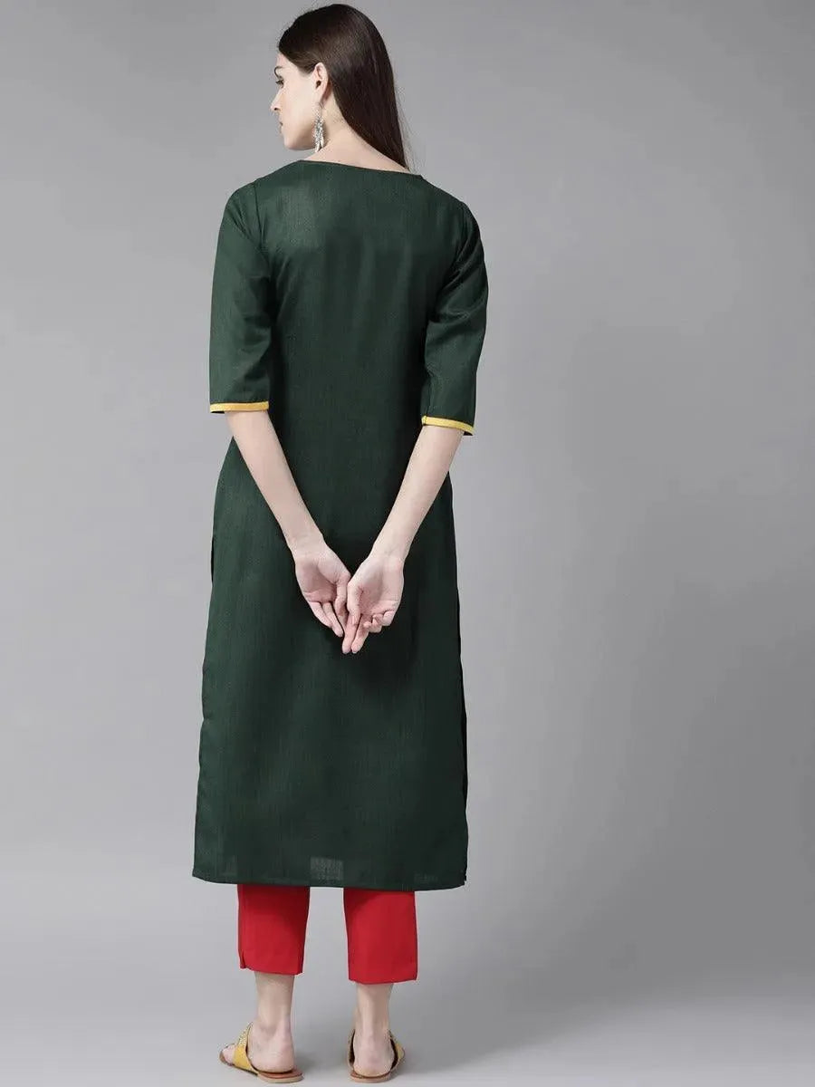 Green Yoke Design Cotton Kurta - Libas