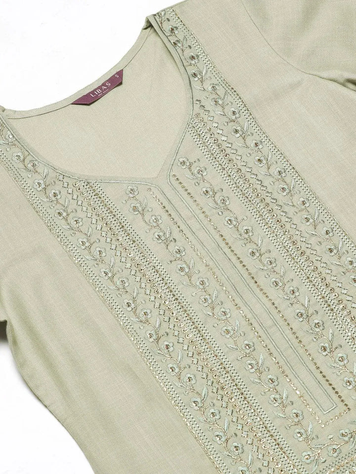 Green Yoke Design Cotton Kurta - Libas
