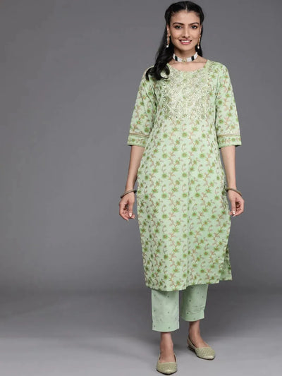 Green Yoke Design Cotton Silk Kurta - Libas