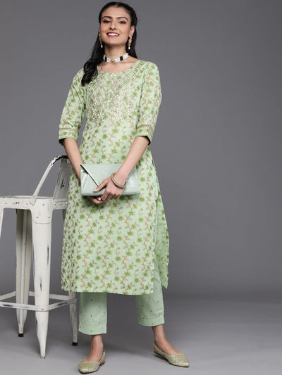Green Yoke Design Cotton Silk Kurta - Libas