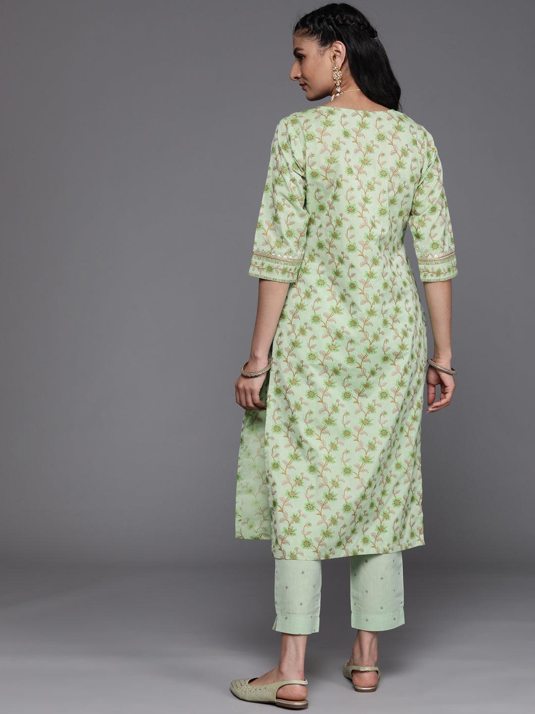 Green Yoke Design Cotton Silk Kurta