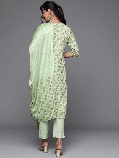 Green Yoke Design Cotton Suit Set - Libas