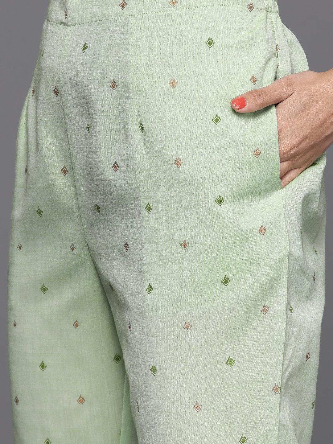 Green Yoke Design Cotton Suit Set - Libas
