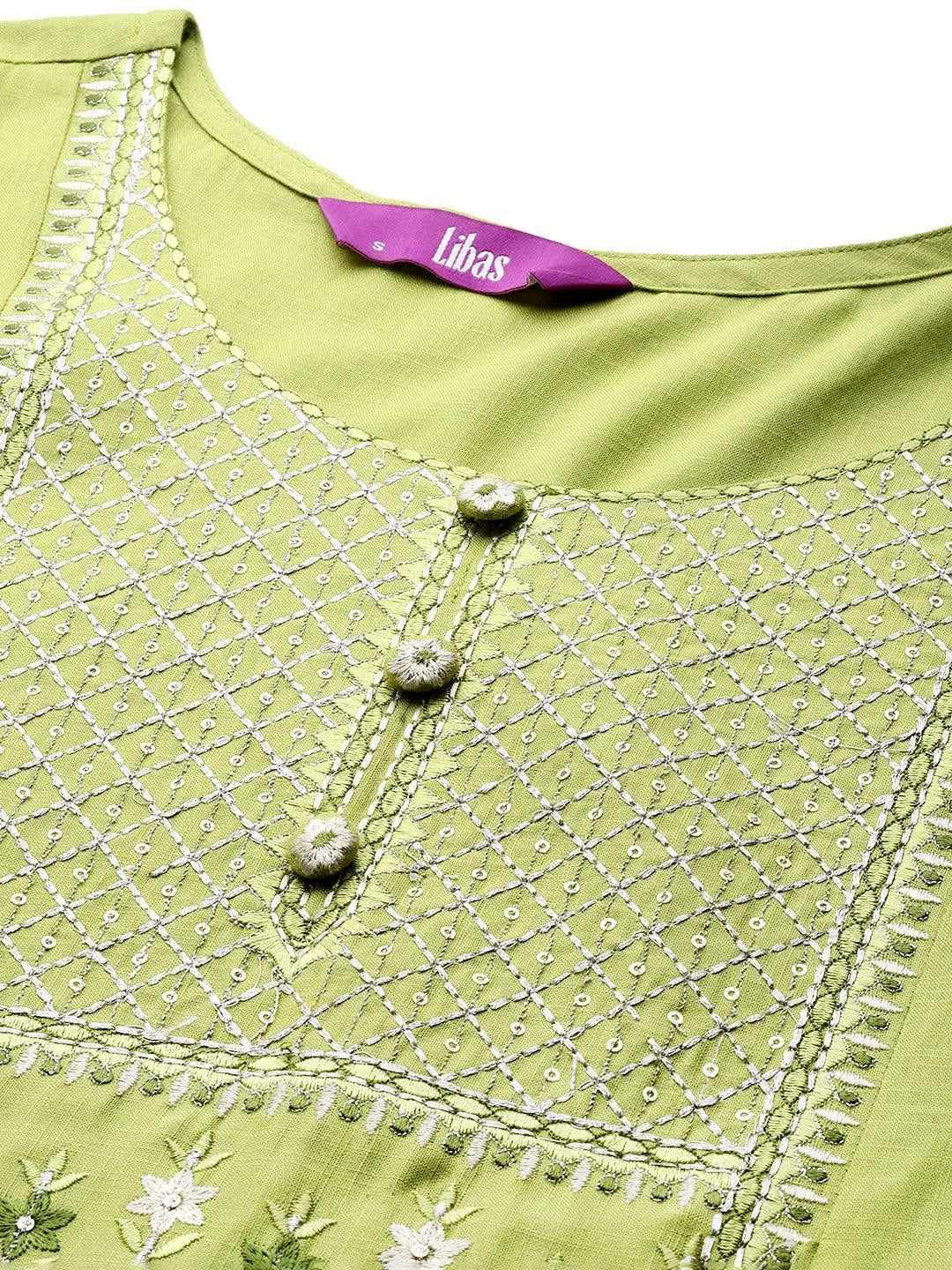 Green Yoke Design Rayon A-Line Kurta - Libas 