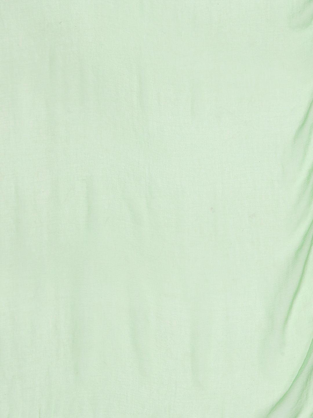 Green Yoke Design Rayon A-Line Kurta With Trousers & Dupatta