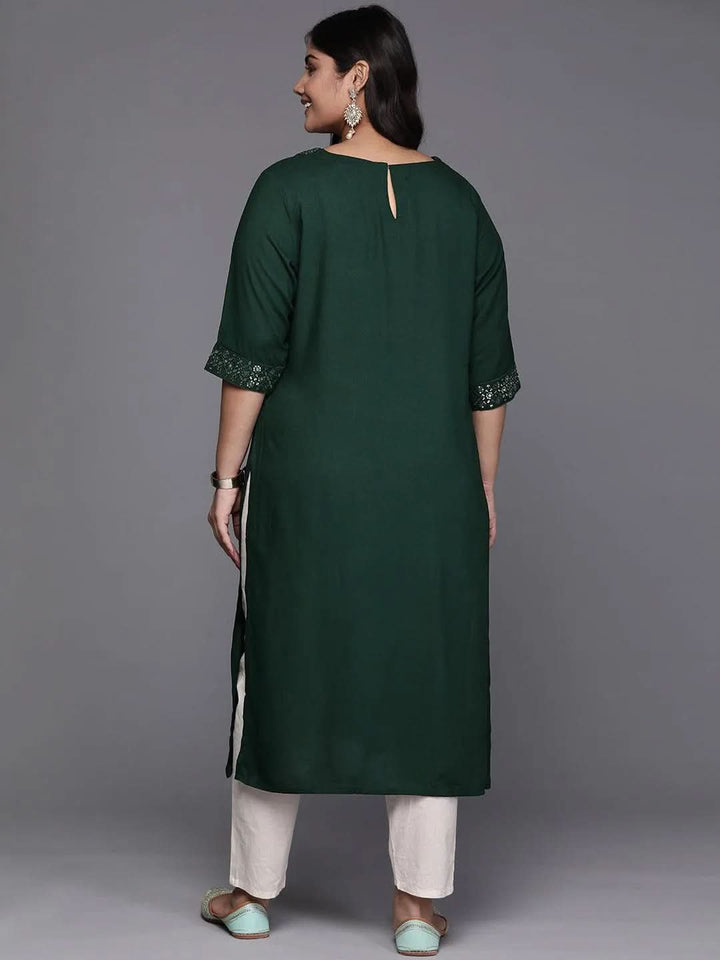 Green Yoke Design Rayon Straight Kurta - Libas
