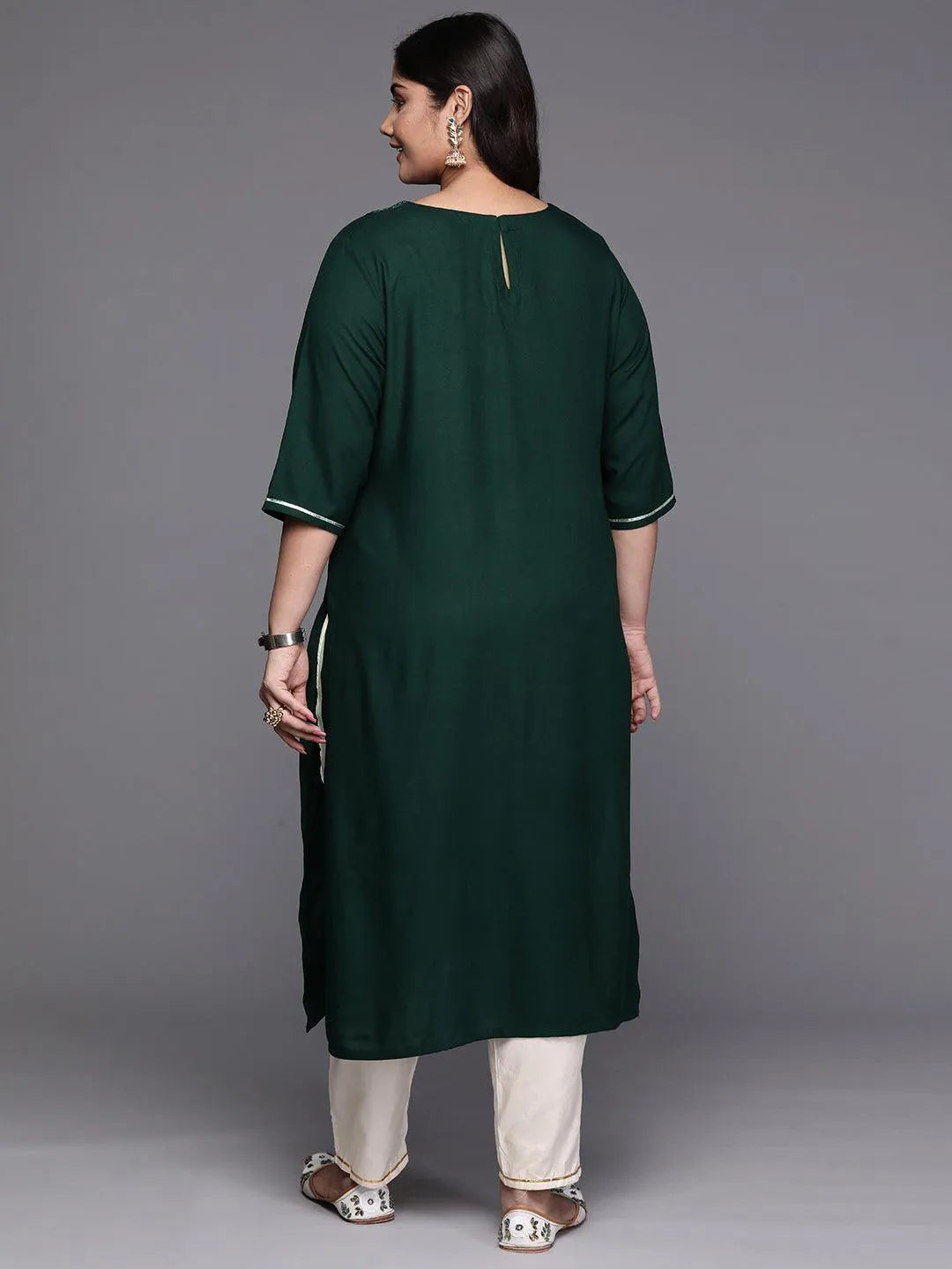 Green Yoke Design Rayon Straight Kurta - Libas